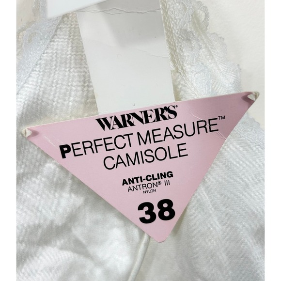 VTG Y2K WARNER'S Camisole Top Satin Size 38 Cream Lace Trim Coquette Dainty 90s - Picture 5 of 11